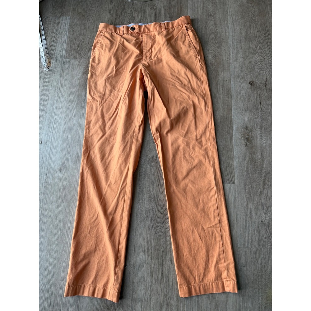 Brooks Brothers Milano Chinos Mens 33x34 Orange Stretch Cotton Slim Fit Pants